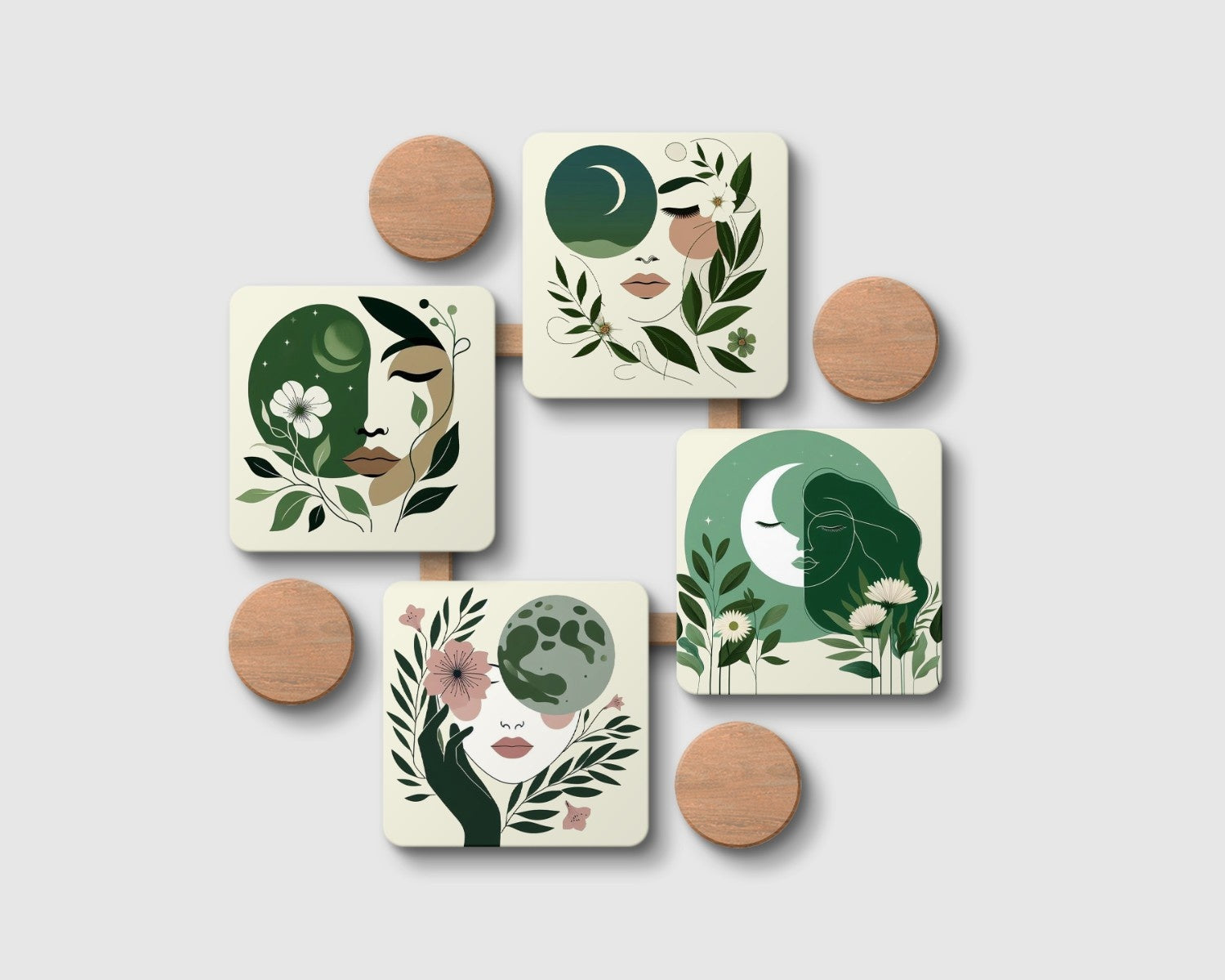 Moon Abstract combo' Coaster Set of 4