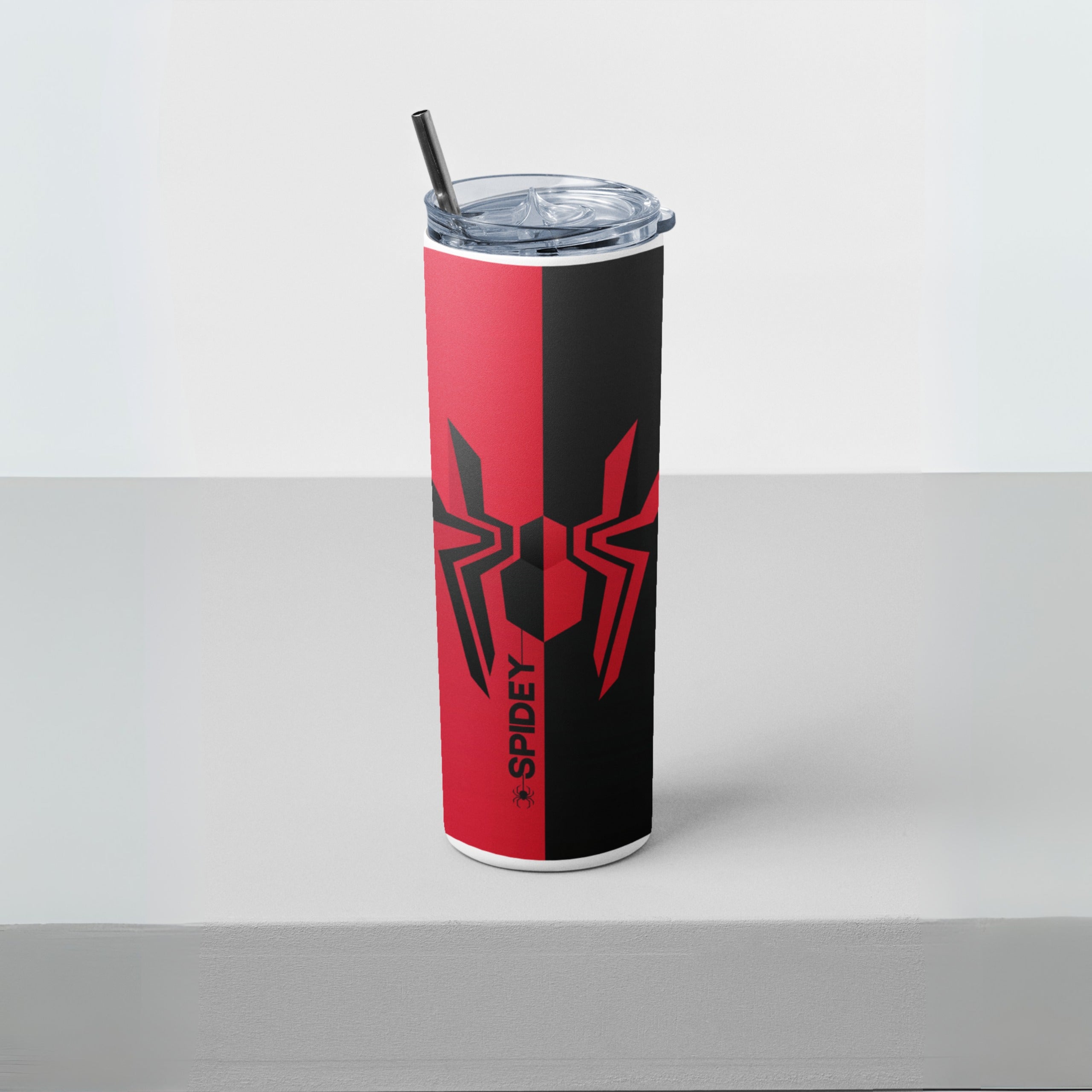 Spiderman Themed Tumbler with Metal Straw