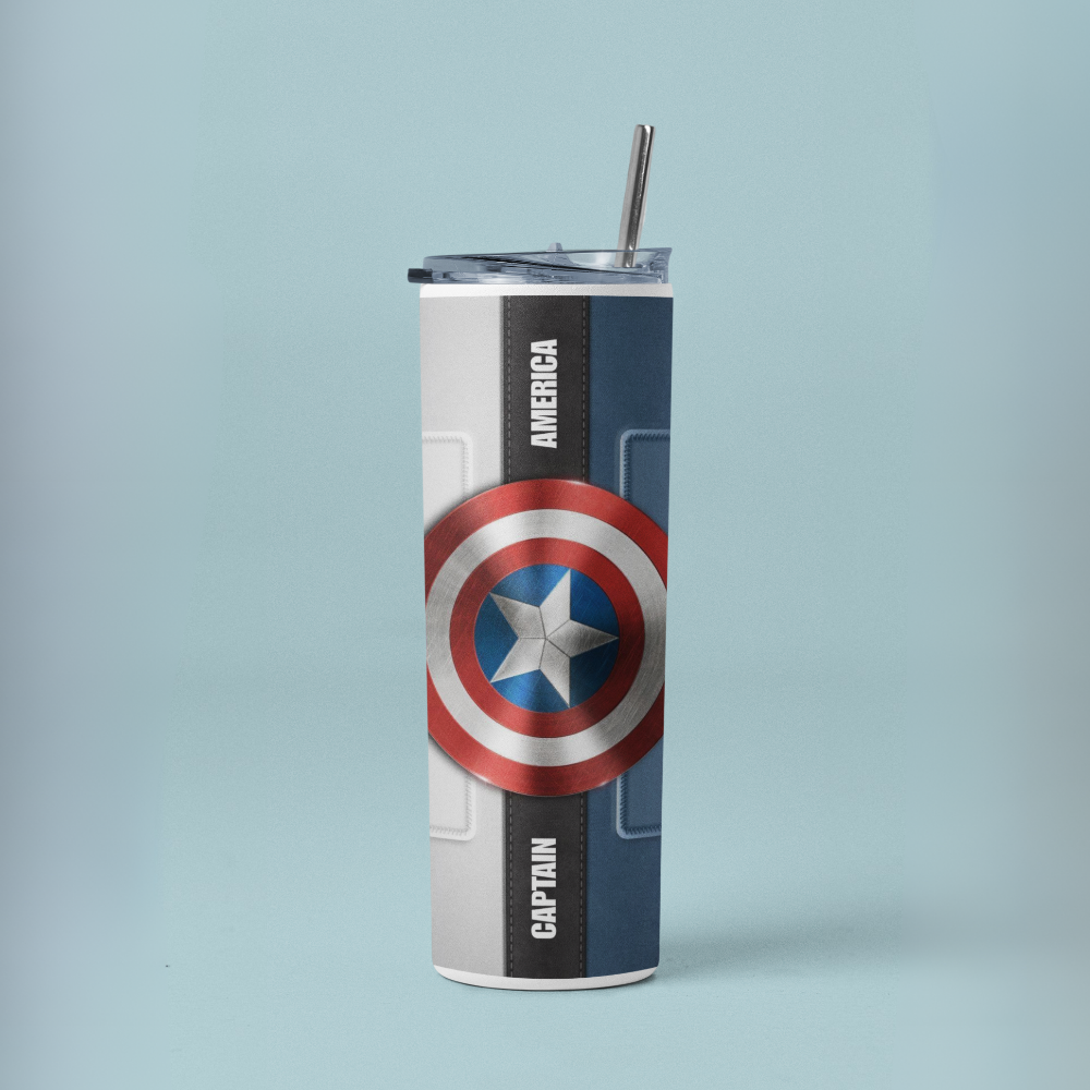 "Captain America" Tumbler with Metal Straw