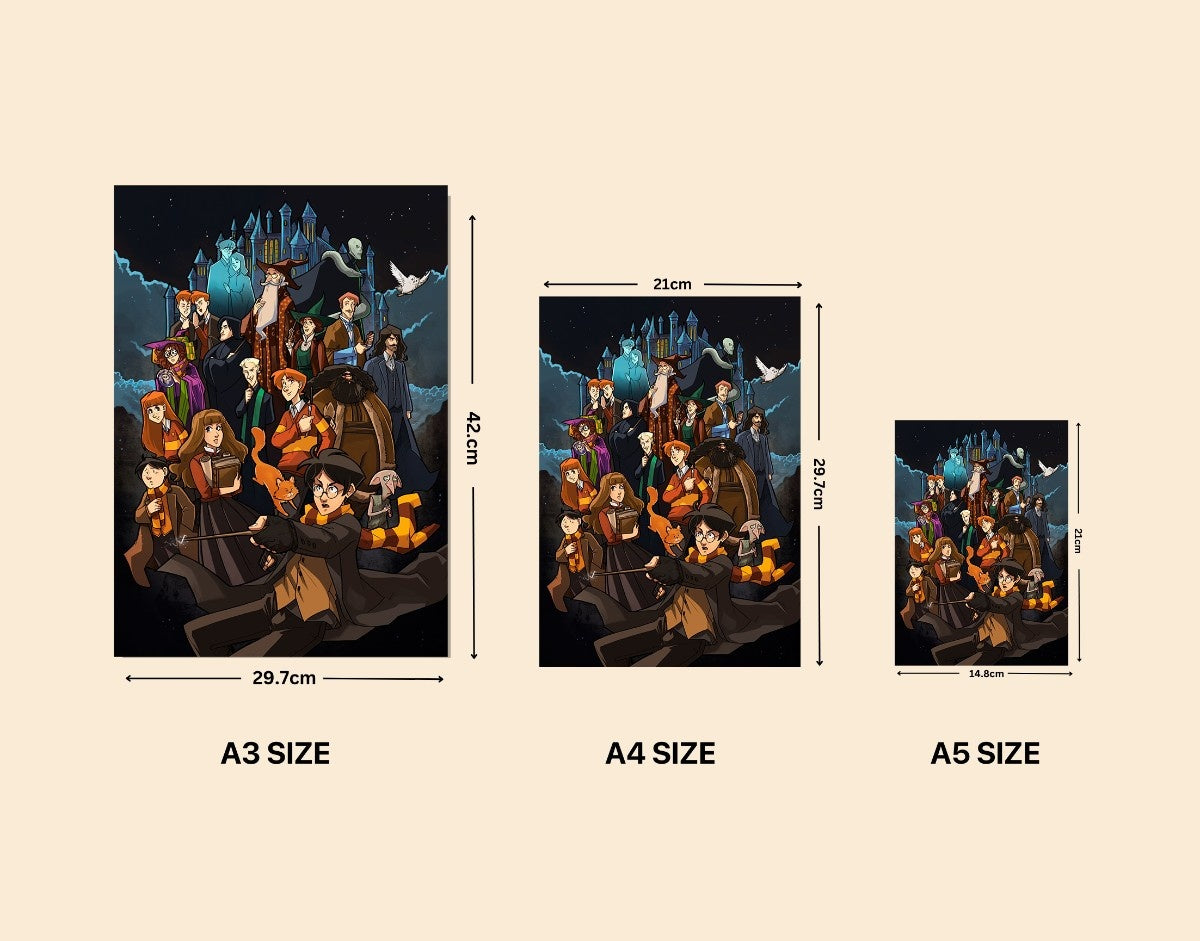 "HARRY POTTER MOVIE - ILLUSTRATION" -Shiny & Sturdy Metallic Poster Art That Pops & Sticks