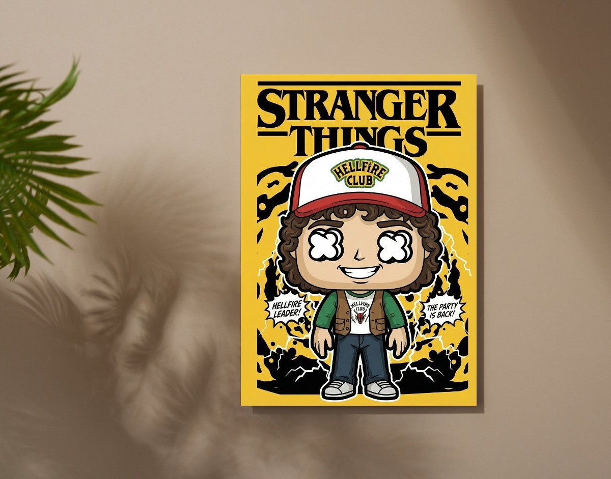 "HELLFIRE LEADER - STRANGER THINGS" -Shiny & Sturdy Metallic Poster Art That Pops & Sticks