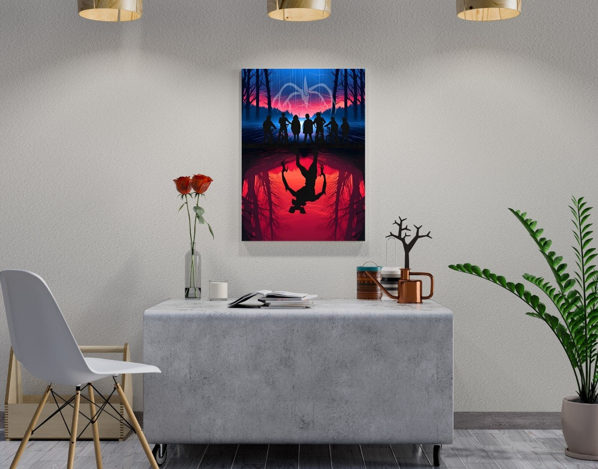 "UPSIDE DOWN - STRANGERS THINGS SEASON 5" -Shiny & Sturdy Metallic Poster Art That Pops & Sticks