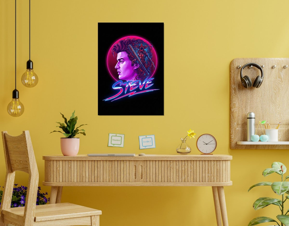 "STEVE Harrington" -Shiny & Sturdy Metallic Poster Art That Pops & Sticks