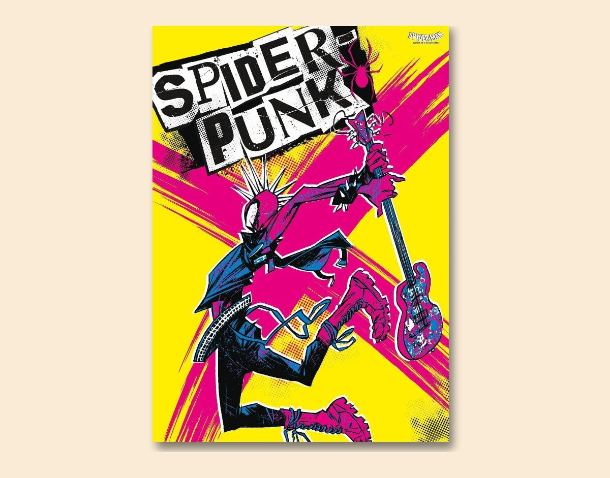 "SPIDER PUNK - SPIDER MAN" -Shiny & Sturdy Metallic Poster Art That Pops & Sticks