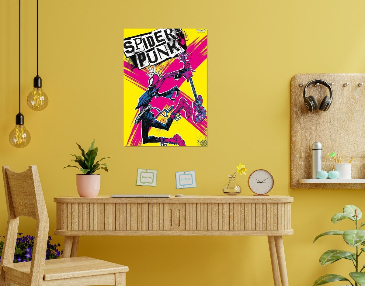 "SPIDER PUNK - SPIDER MAN" -Shiny & Sturdy Metallic Poster Art That Pops & Sticks