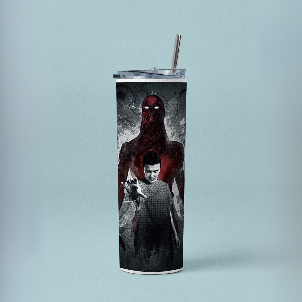 "Eleven vs Vecna: Stranger Things" Tumbler with Metal Straw