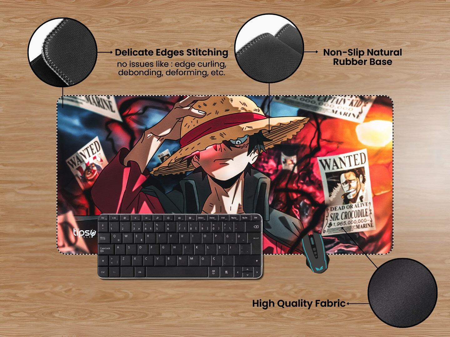 "MONKEY D LUFFY WANTED - DEAD OR ALIVE " Gaming Mousepad Elevate Your Gaming Experience