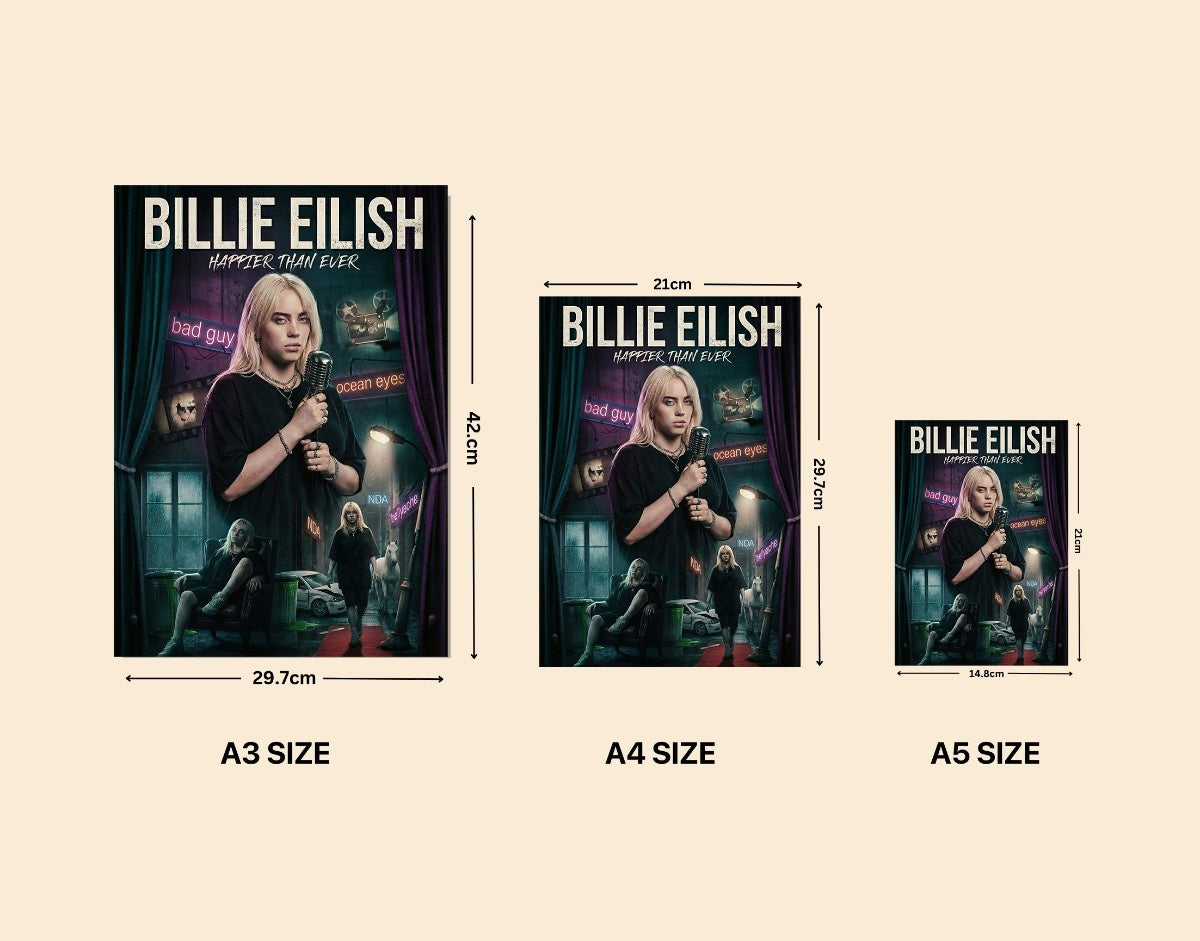 "BILLIE EILISH " -Shiny & Sturdy Metallic Poster Art That Pops & Sticks