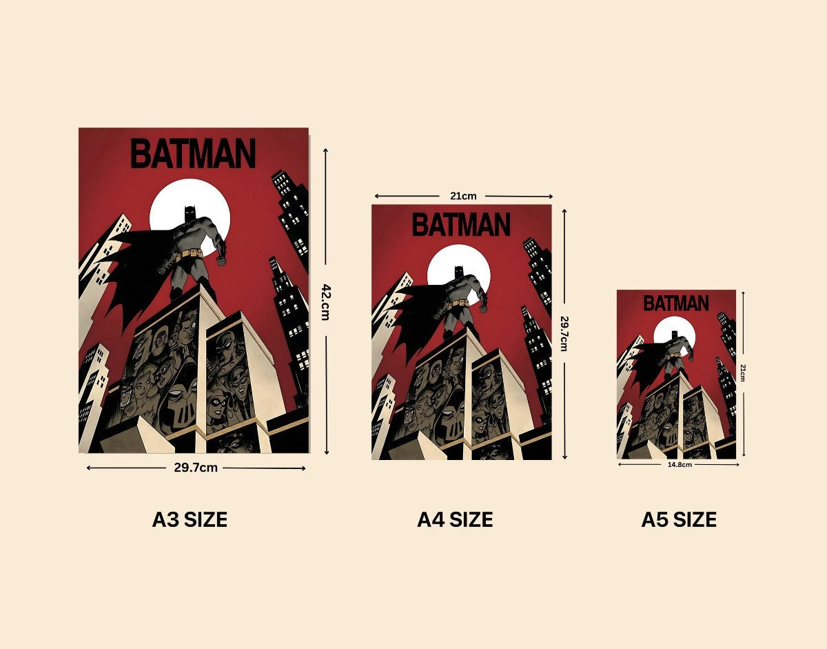 "BATMAN - THE COMIC SUIT" -Shiny & Sturdy Metallic Poster Art That Pops & Sticks