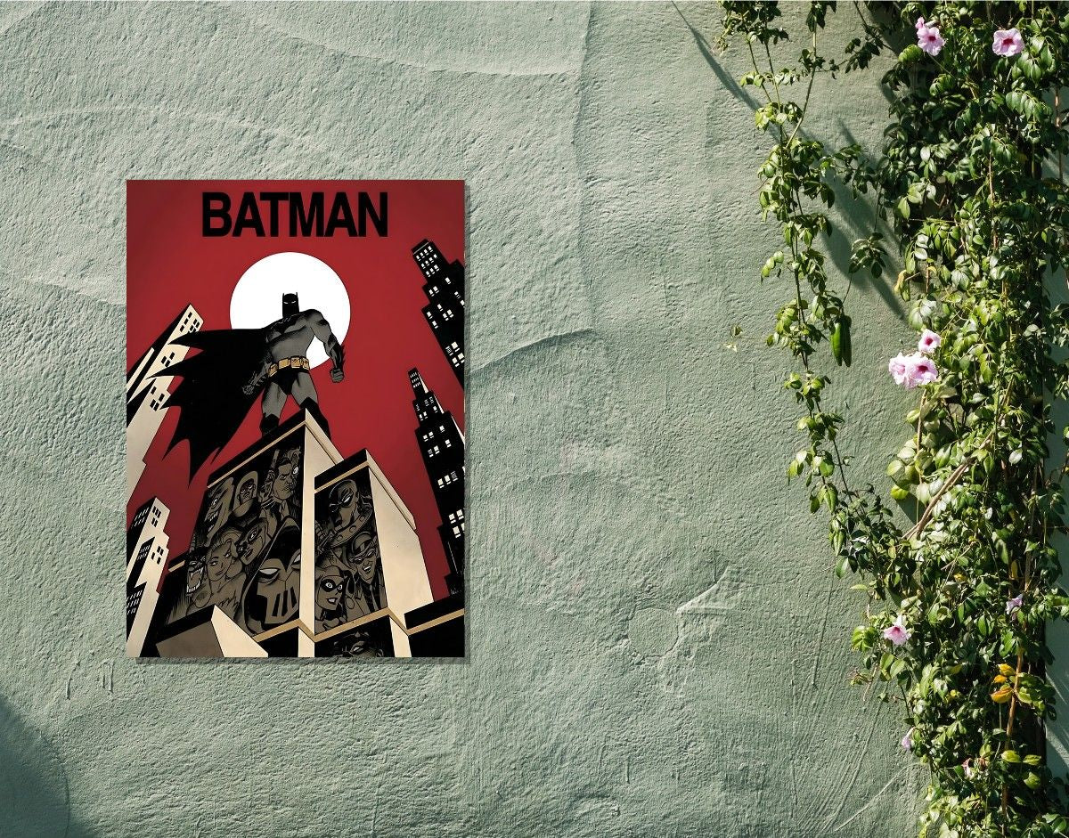 "BATMAN - THE COMIC SUIT" -Shiny & Sturdy Metallic Poster Art That Pops & Sticks