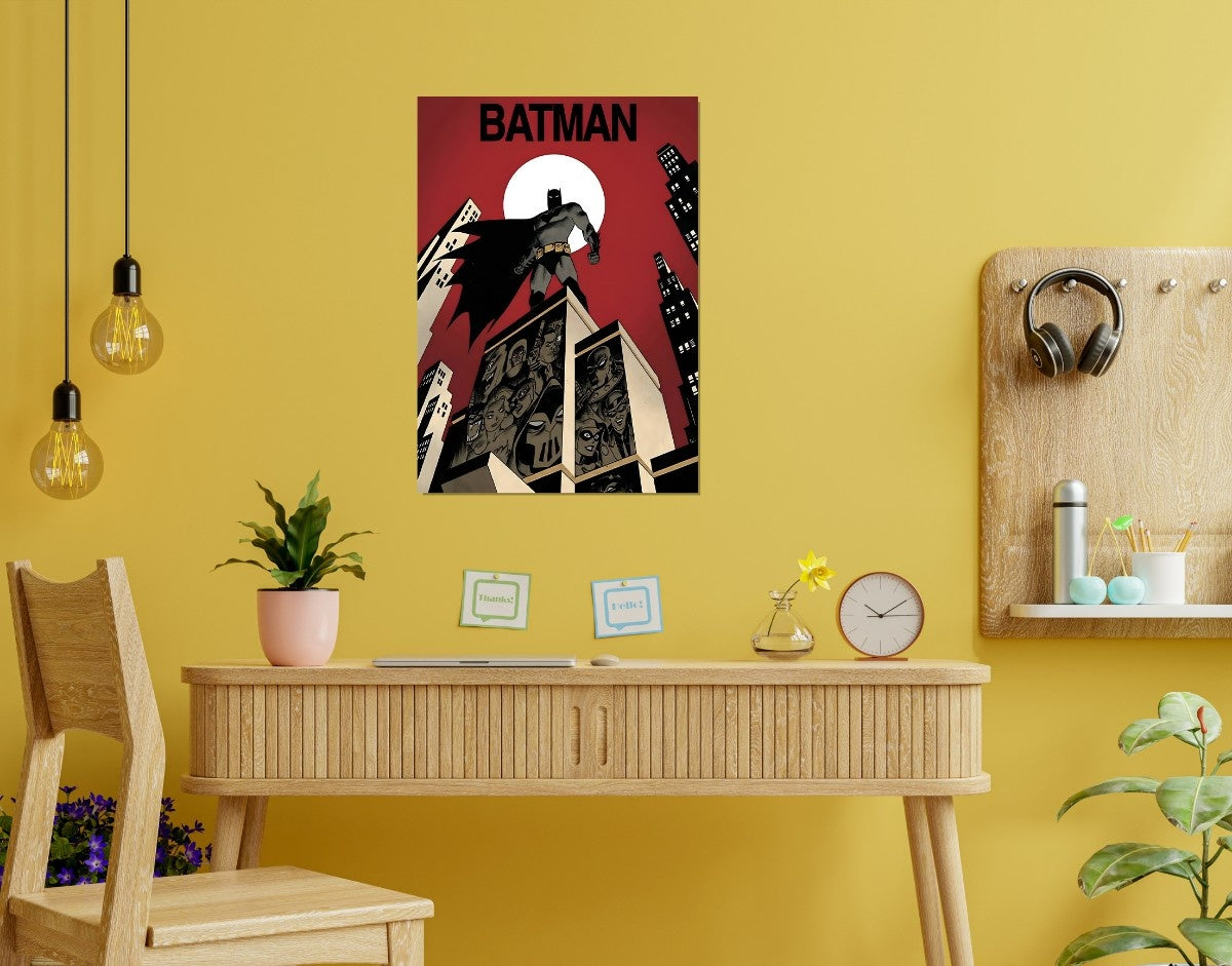 "BATMAN - THE COMIC SUIT" -Shiny & Sturdy Metallic Poster Art That Pops & Sticks