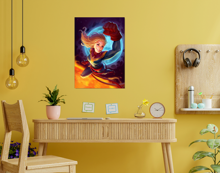 "CAPTAIN MARVEL VIBRANT ART" -Shiny & Sturdy Metallic Poster Art That Pops & Sticks