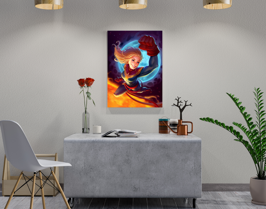 "CAPTAIN MARVEL VIBRANT ART" -Shiny & Sturdy Metallic Poster Art That Pops & Sticks