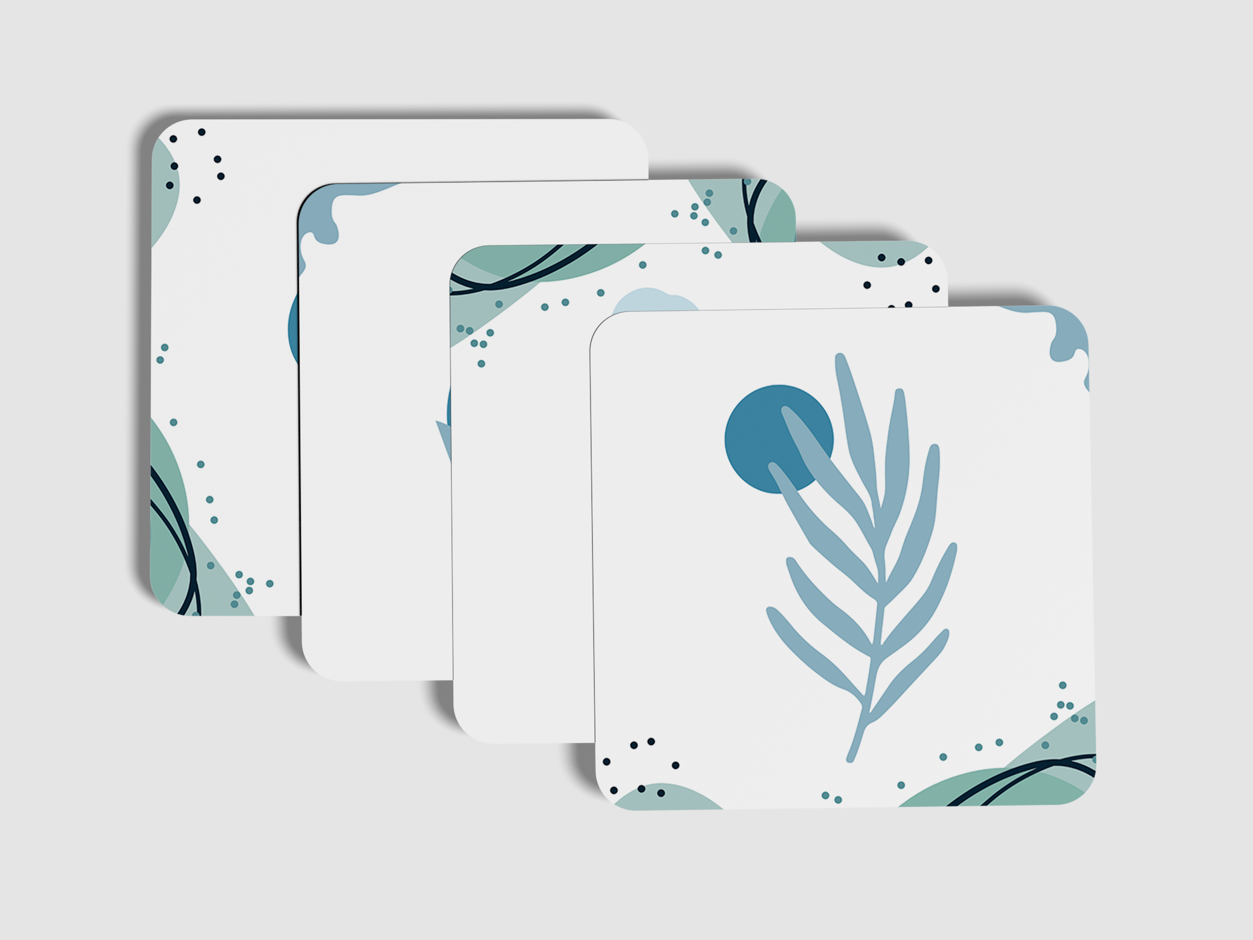 "Blue Leaf" Coaster Set of 4