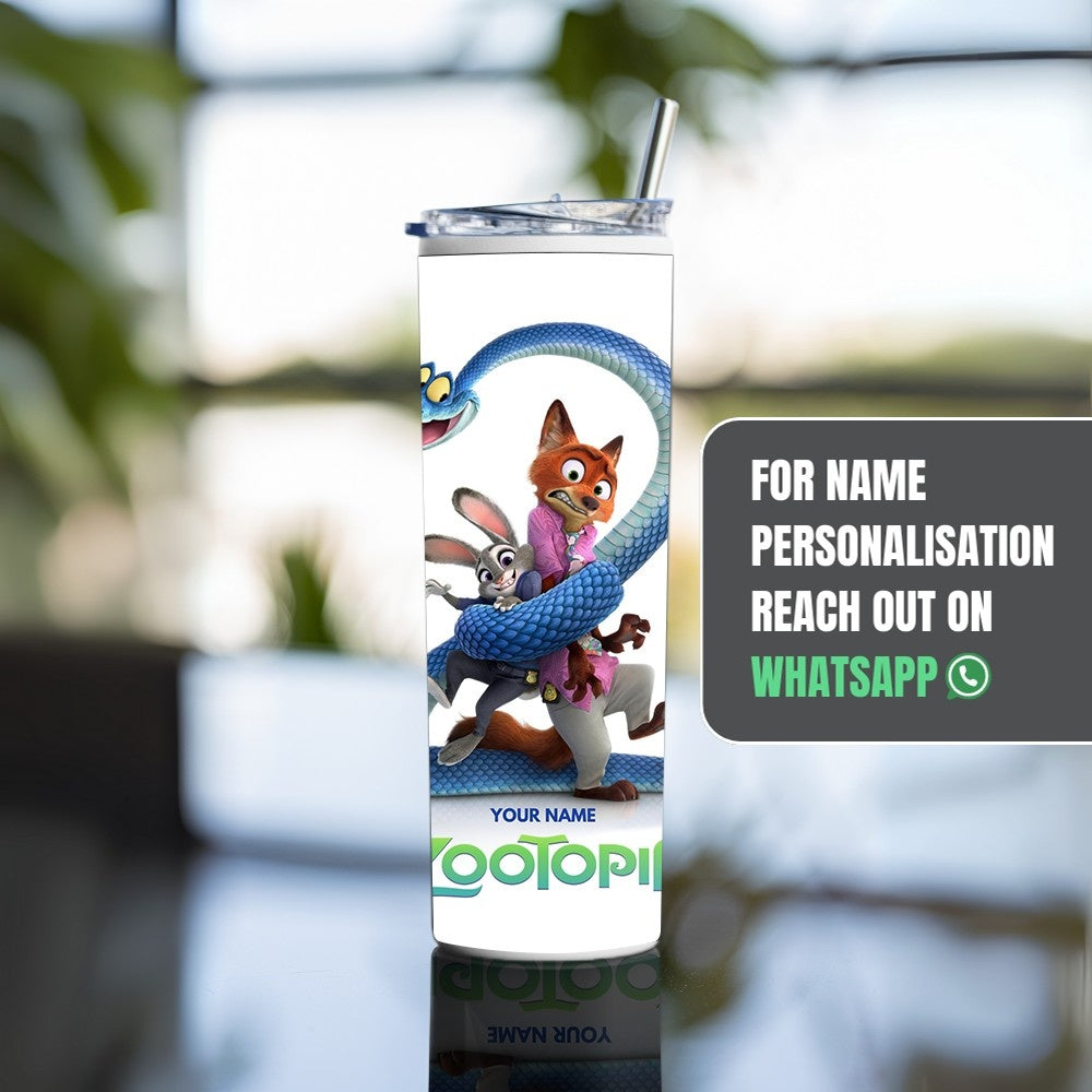 "Zootopia- Snake your way out" Tumbler with Metal Straw