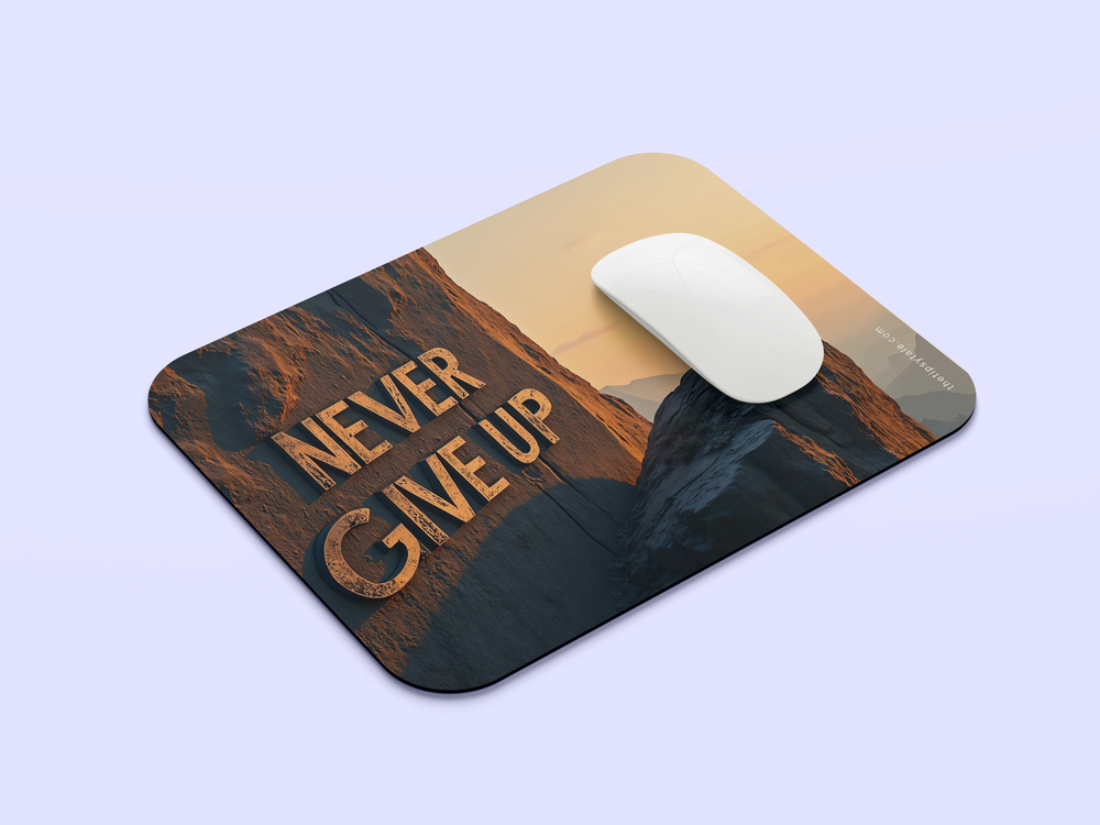 "NEVER EVER GIVE UP" Mousepad Enhance Your Workspace with Style