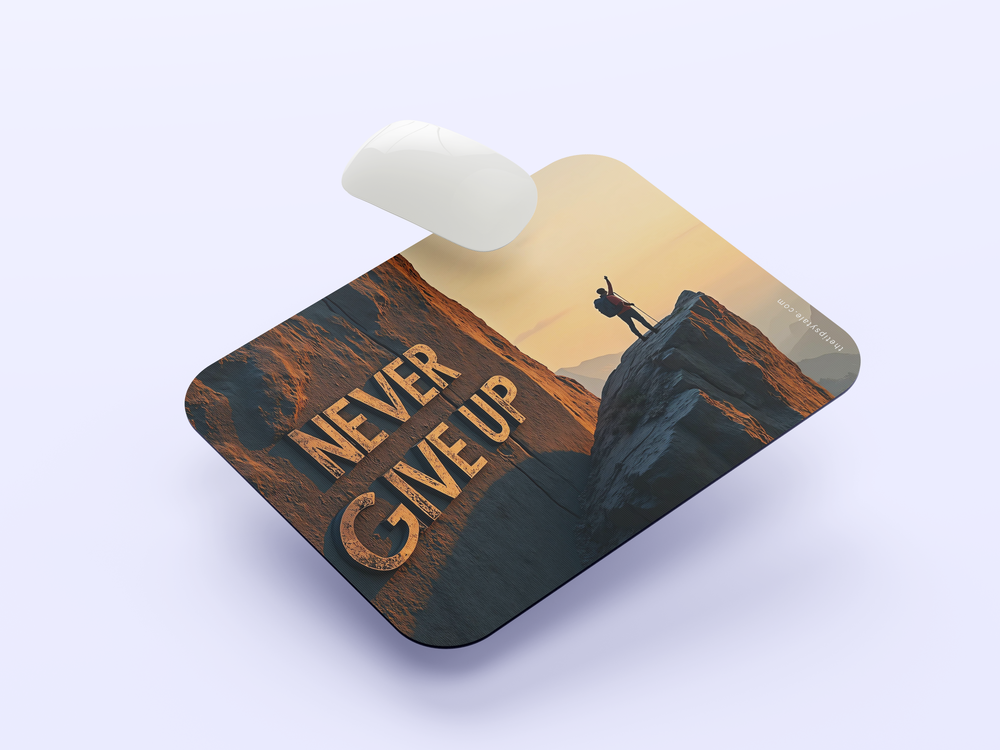 "NEVER EVER GIVE UP" Mousepad Enhance Your Workspace with Style
