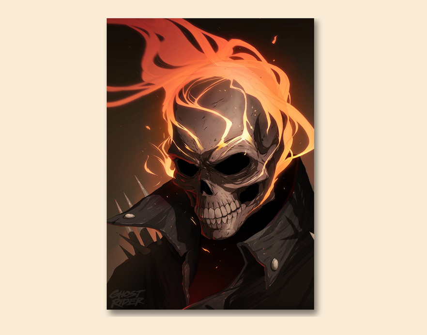 "GHOST RIDER MARVEL" -Shiny & Sturdy Metallic Poster Art That Pops & Sticks