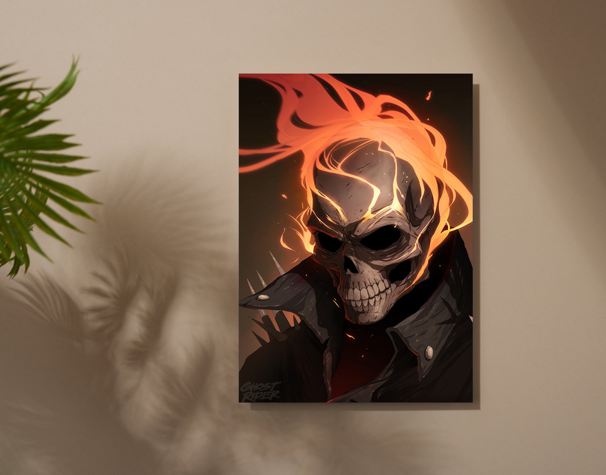 "GHOST RIDER MARVEL" -Shiny & Sturdy Metallic Poster Art That Pops & Sticks