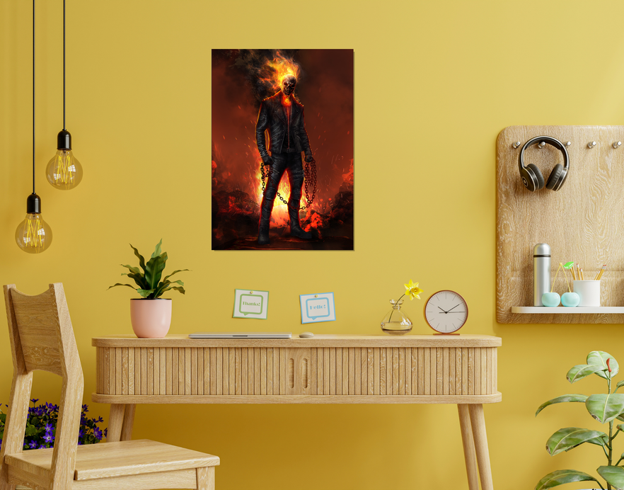 "VIBRANT GHOST RIDER DEIGN" -Shiny & Sturdy Metallic Poster Art That Pops & Sticks
