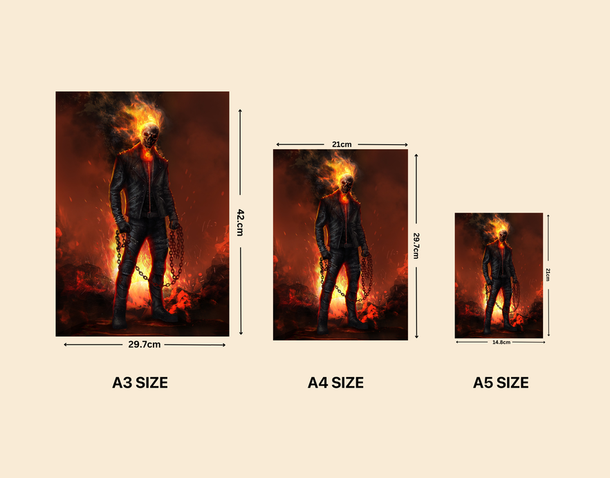 "VIBRANT GHOST RIDER DEIGN" -Shiny & Sturdy Metallic Poster Art That Pops & Sticks