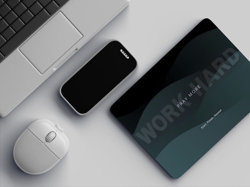 "PRAY MORE - WORK HARD" Mousepad Enhance Your Workspace with Style
