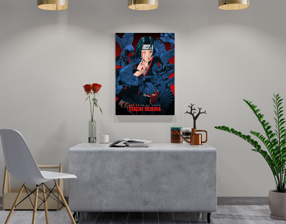 "ITACHI UCHIHA - THE PRICE OF PEACE" -Shiny & Sturdy Metallic Poster Art That Pops & Sticks
