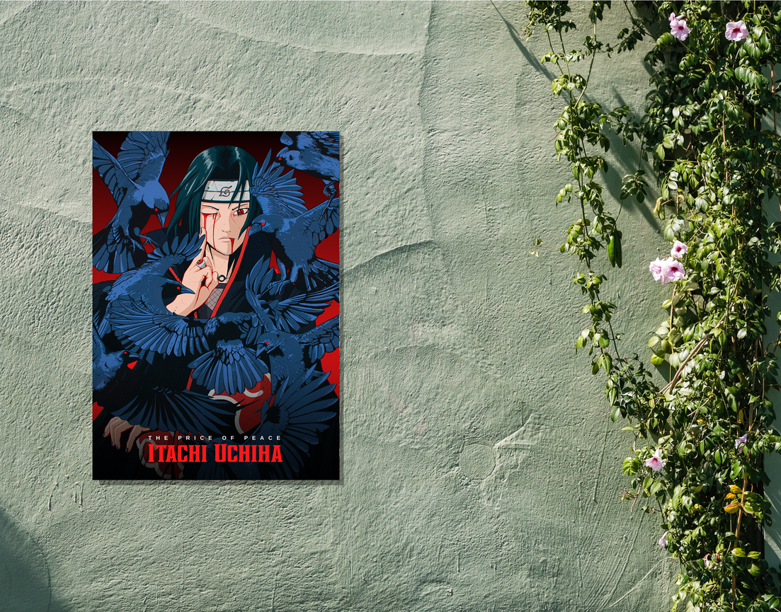 "ITACHI UCHIHA - THE PRICE OF PEACE" -Shiny & Sturdy Metallic Poster Art That Pops & Sticks