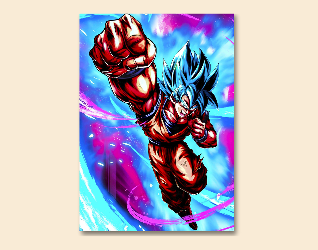 "GOKU - ILLUSTRATION ART WORK" -Shiny & Sturdy Metallic Poster Art That Pops & Sticks