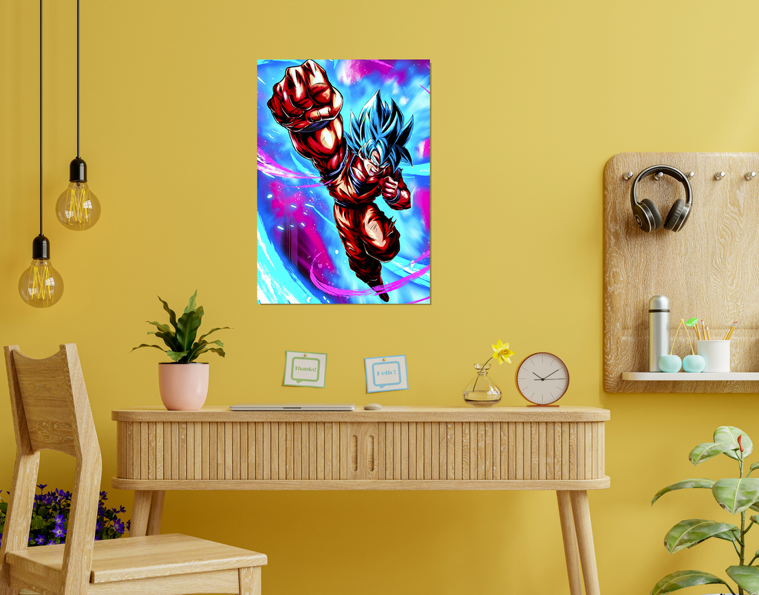 "GOKU - ILLUSTRATION ART WORK" -Shiny & Sturdy Metallic Poster Art That Pops & Sticks