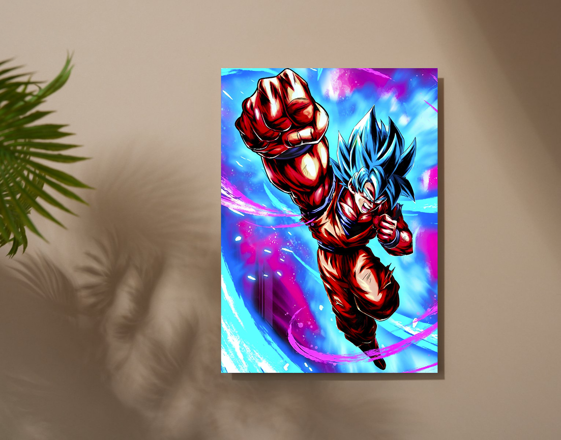 "GOKU - ILLUSTRATION ART WORK" -Shiny & Sturdy Metallic Poster Art That Pops & Sticks