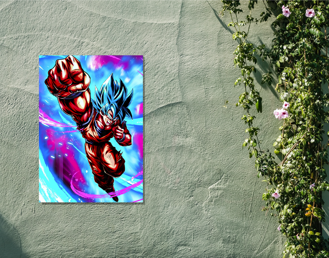"GOKU - ILLUSTRATION ART WORK" -Shiny & Sturdy Metallic Poster Art That Pops & Sticks