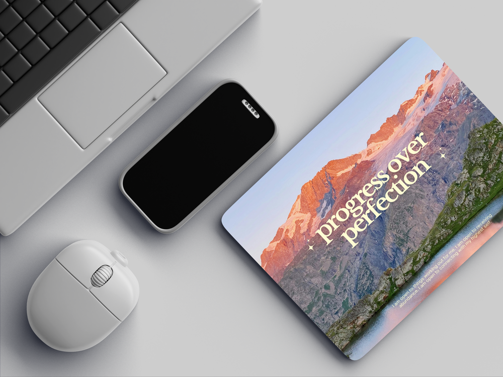 "PROGRESS OVER PERFECTION" Mousepad Enhance Your Workspace with Style