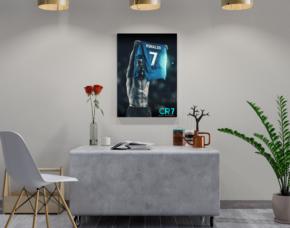 "CR7 - BUILD DIFFRENT" -Shiny & Sturdy Metallic Poster Art That Pops & Sticks