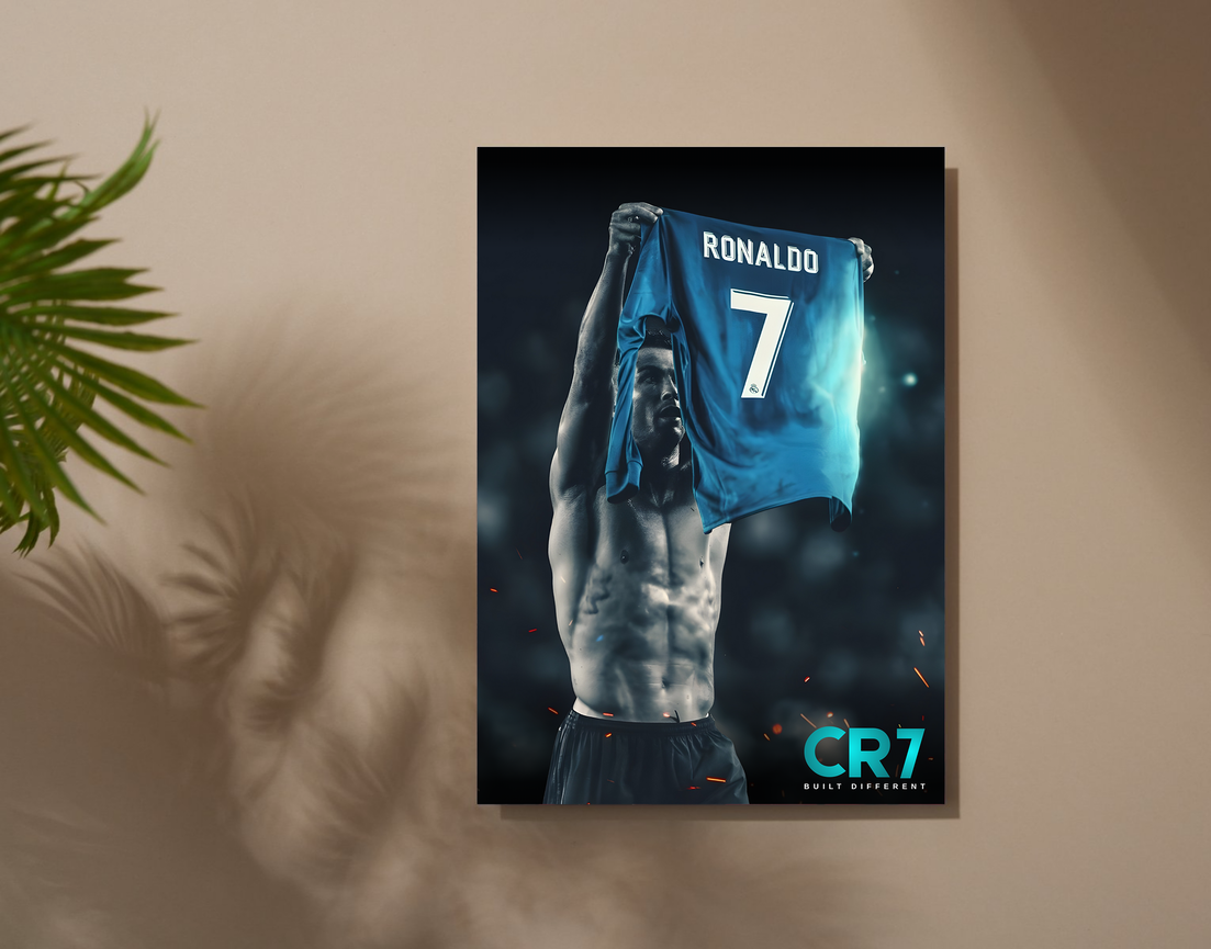 "CR7 - BUILD DIFFRENT" -Shiny & Sturdy Metallic Poster Art That Pops & Sticks