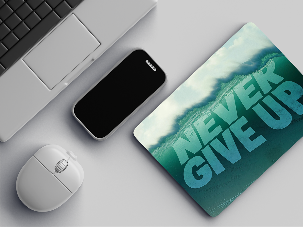 "NEVER GIVE UP - SEA EDITION" Mousepad Enhance Your Workspace with Style
