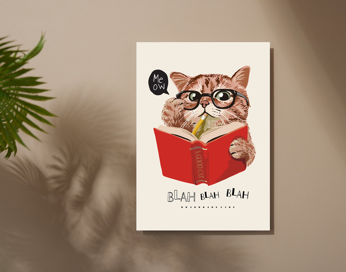 "A GOOD CAT - MEOW" -Shiny & Sturdy Metallic Poster Art That Pops & Sticks
