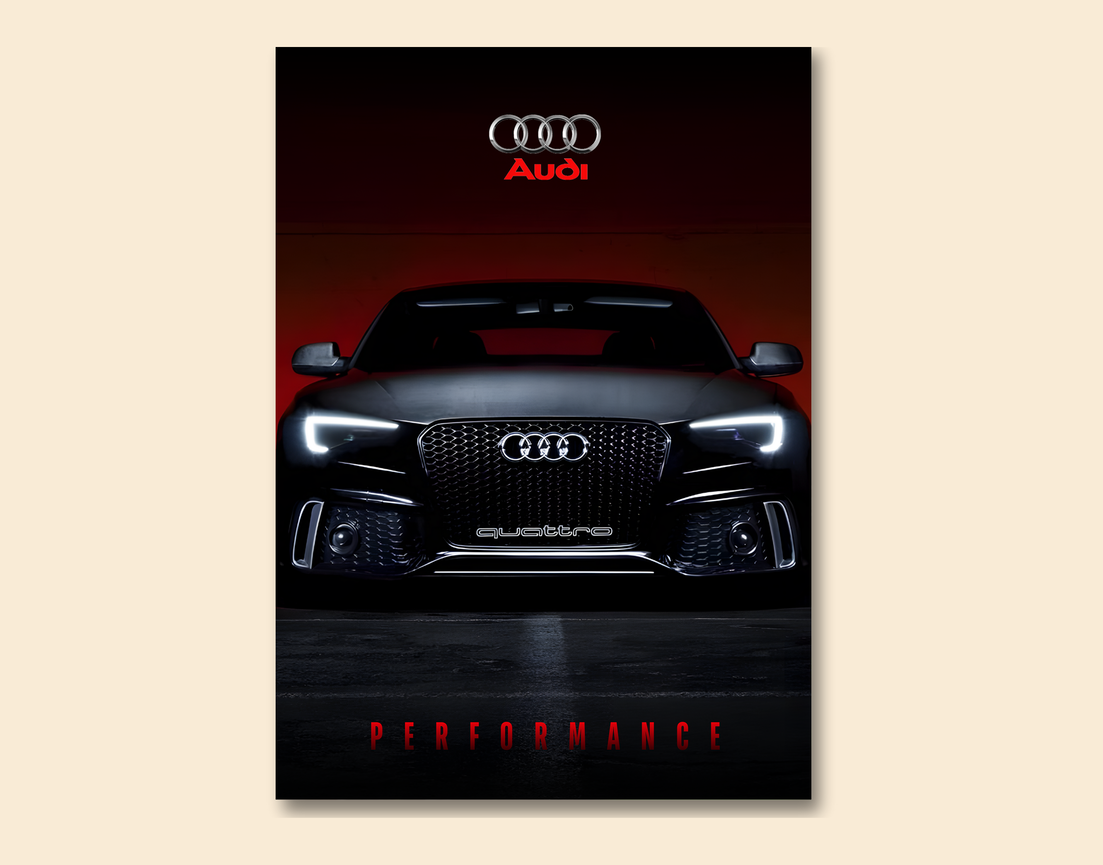 "AUDI - PERFORMANCE" -Shiny & Sturdy Metallic Poster Art That Pops & Sticks