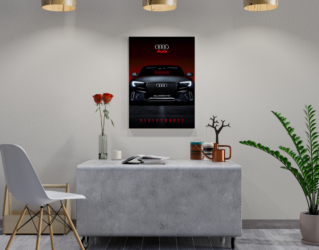 "AUDI - PERFORMANCE" -Shiny & Sturdy Metallic Poster Art That Pops & Sticks