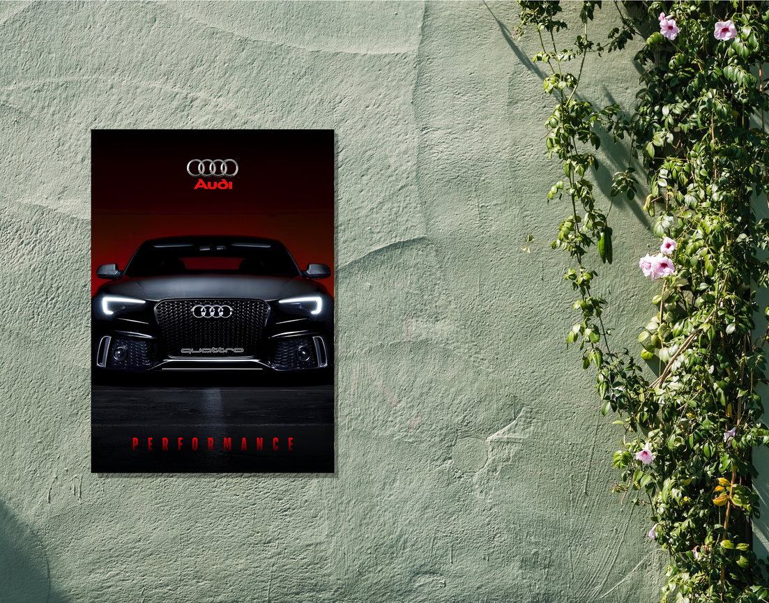 "AUDI - PERFORMANCE" -Shiny & Sturdy Metallic Poster Art That Pops & Sticks
