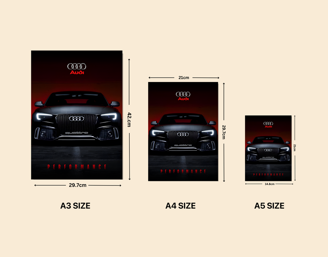 "AUDI - PERFORMANCE" -Shiny & Sturdy Metallic Poster Art That Pops & Sticks