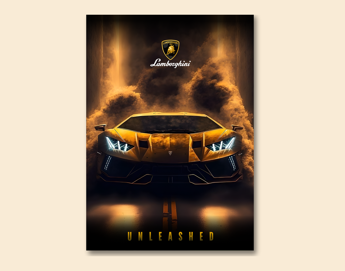 "LAMBO THE UNLEASHED" -Shiny & Sturdy Metallic Poster Art That Pops & Sticks