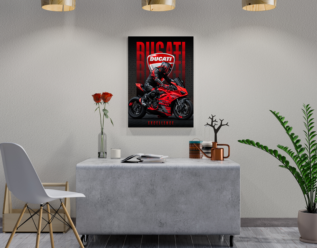 "DUCATI - EXCELLENCE" -Shiny & Sturdy Metallic Poster Art That Pops & Sticks