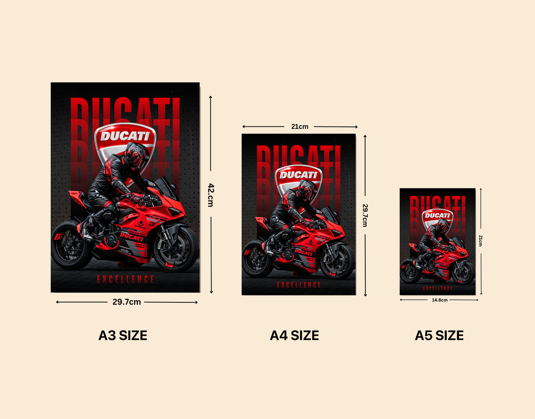 "DUCATI - EXCELLENCE" -Shiny & Sturdy Metallic Poster Art That Pops & Sticks
