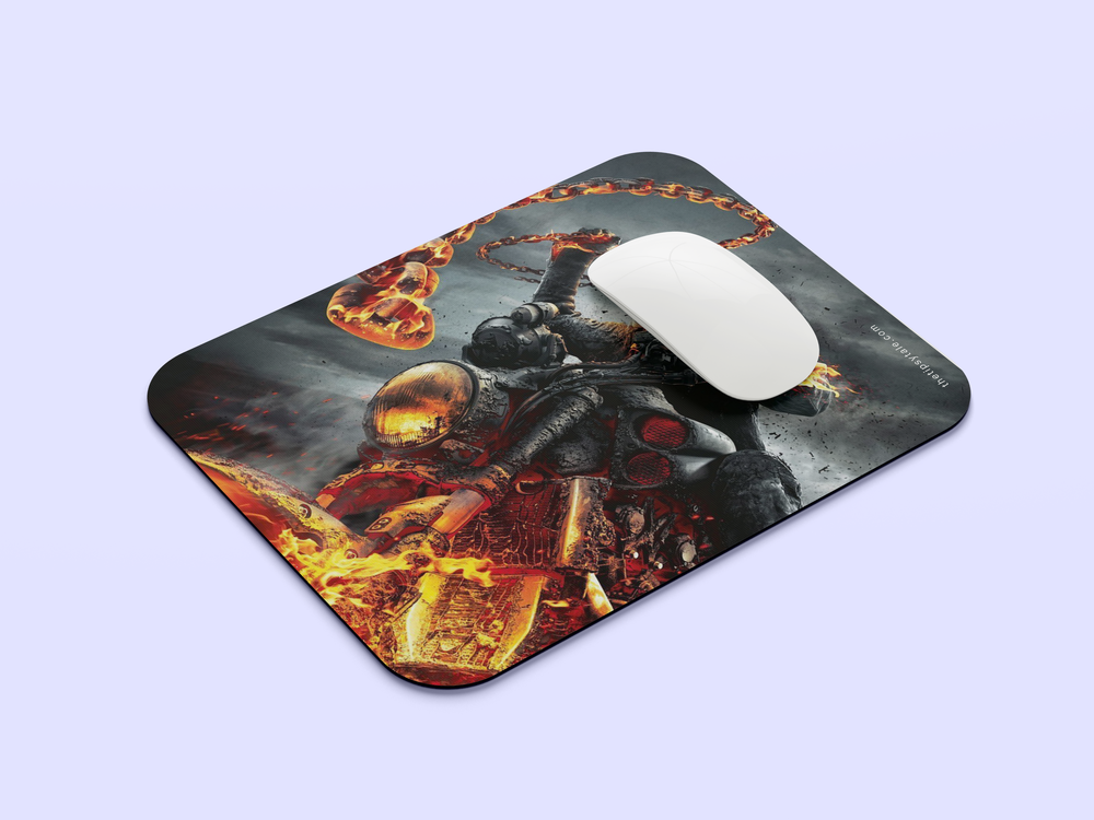 "GHOST RIDER COMING SOON" Mousepad Enhance Your Workspace with Style