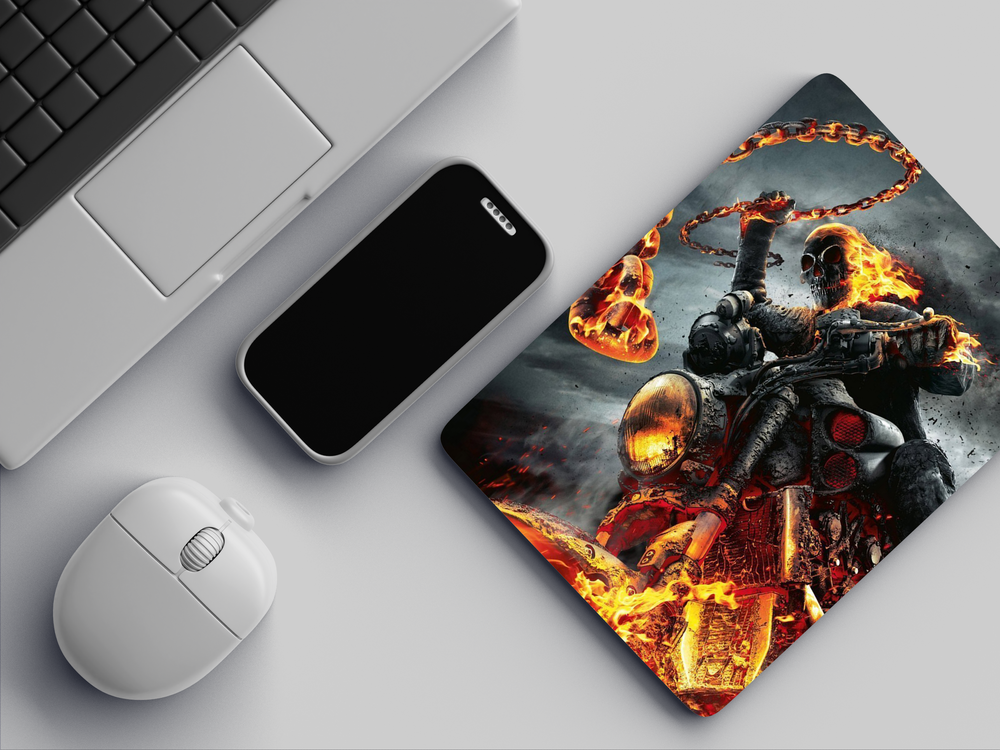 "GHOST RIDER COMING SOON" Mousepad Enhance Your Workspace with Style