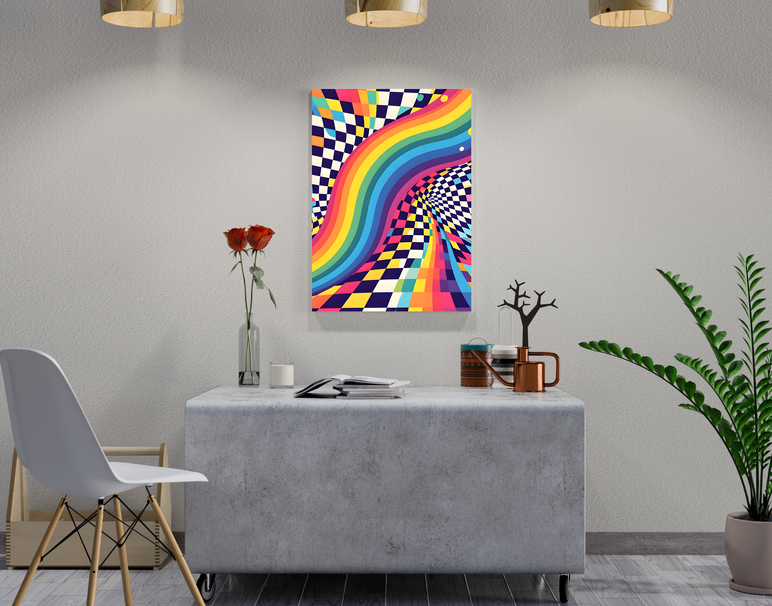 "Psychedelic Rainbow Flow" -Shiny & Sturdy Metallic Poster Art That Pops & Sticks