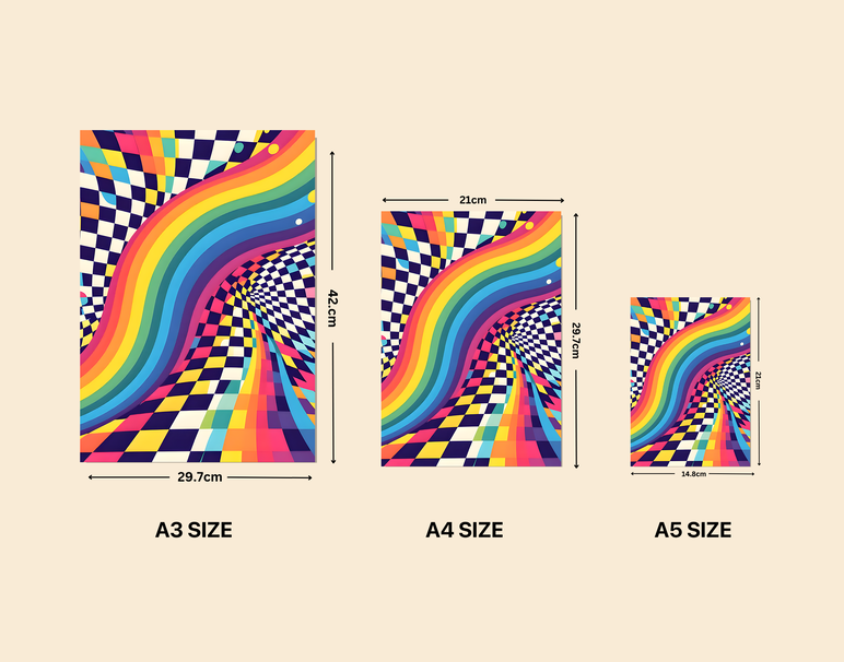 "Psychedelic Rainbow Flow" -Shiny & Sturdy Metallic Poster Art That Pops & Sticks