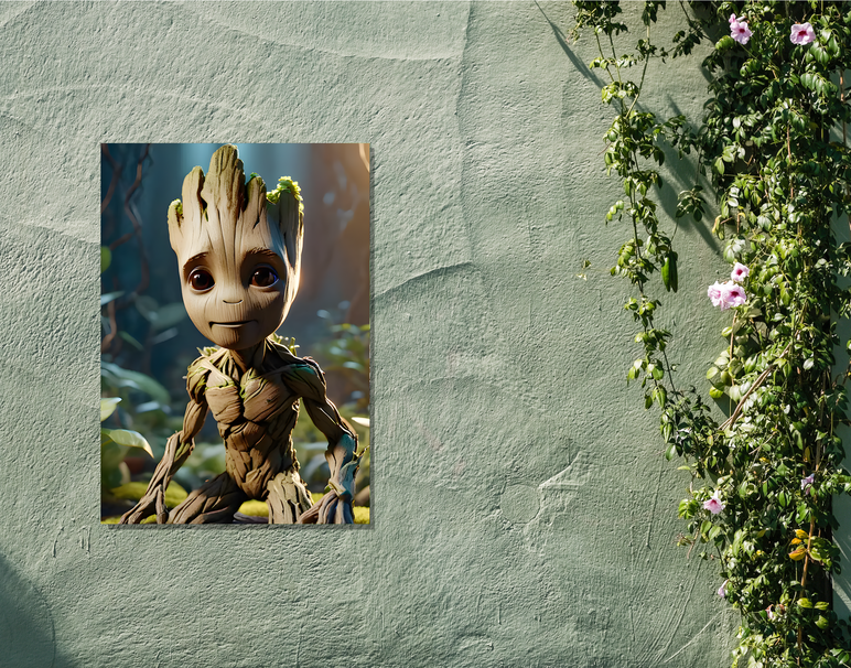 "Baby Groot Vibes" -Shiny & Sturdy Metallic Poster Art That Pops & Sticks