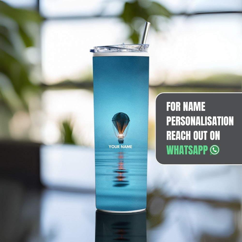 "Foggy night-Hot air balloon" Tumbler with Metal Straw